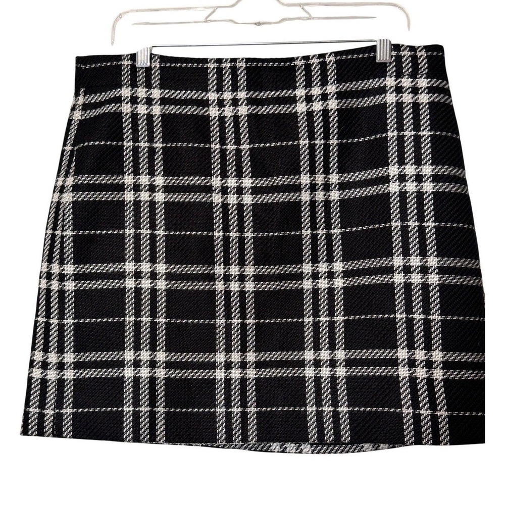 J.Crew Black White‎ Plaid Tweed Mini Skirt F7473 Size 12 Womens